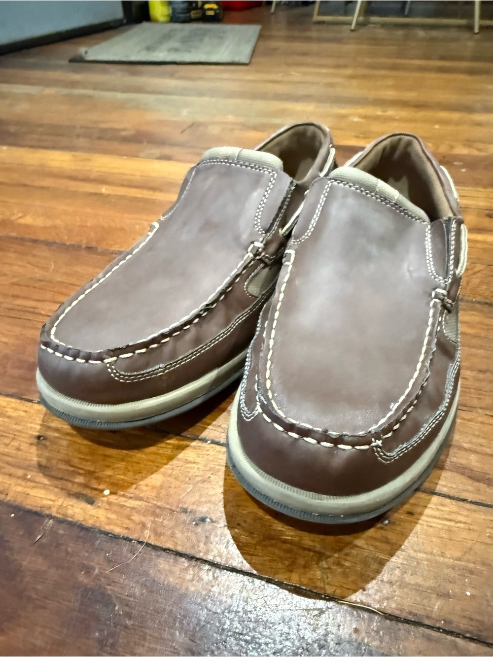 G.H Bass Men's Slip-On Casual Moc Toe Leather Loafers - Brown Size 12